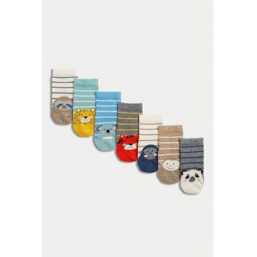 Set de sosete scurte cu imprimeu cu animale - 7 perechi