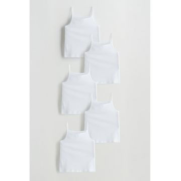 Set de top-uri din bumbac cu model uni - 5 piese