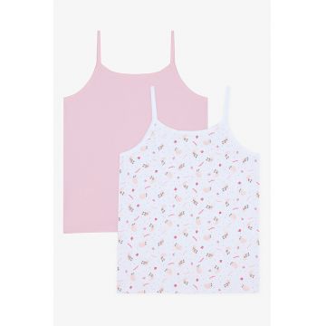 Set de topuri uni si cu model grafic - 2 piese