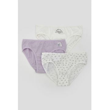 Set de chiloti de bumbac cu imprimeu floral - 3 piese