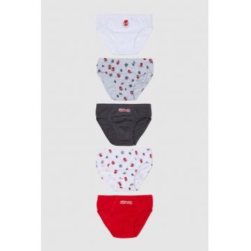 Set de chiloti din bumbac cu imprimeu Spider-Man - 5 Perechi - Rosu - Negru - Gri -