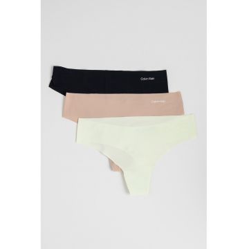 Set de chiloti tanga fara cusaturi cu logo - 3 perechi