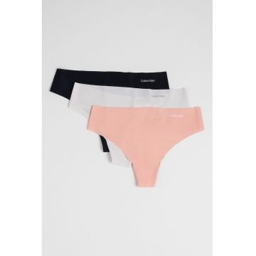 Set de chiloti tanga fara cusaturi cu logo - 3 perechi