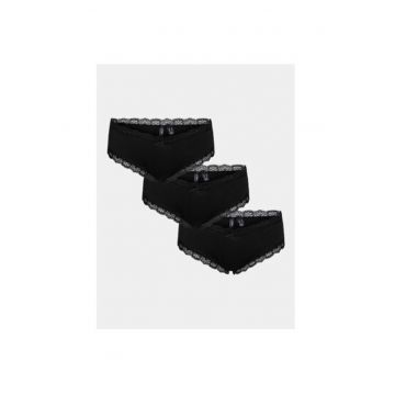 Set 3 perechi chiloti dama -  303430214 - Bumbac - XS INTL - Negru