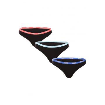Set 3 tanga dama  negru - bumbac