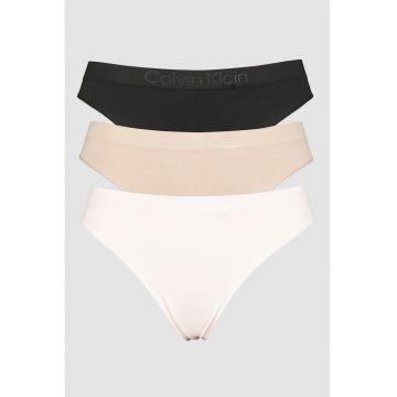 Set de chiloti tanga cu banda logo in talie - 3 perechi