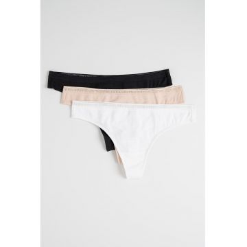 Set de chiloti tanga cu banda logo in talie - 3 perechi