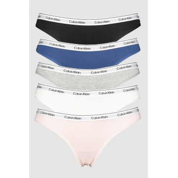 Set de chiloti tanga cu logo - 5 perechi