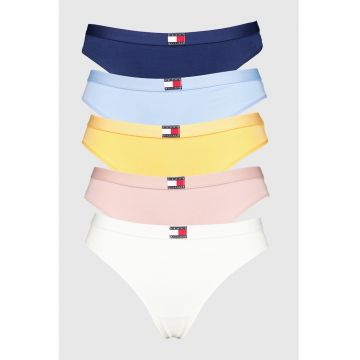 Set de chiloti tanga cu logo - 5 perechi