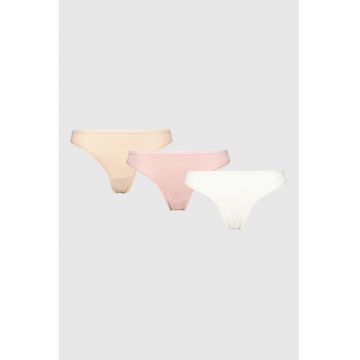 Set de chiloti tanga cu margini valurite - 3 perechi