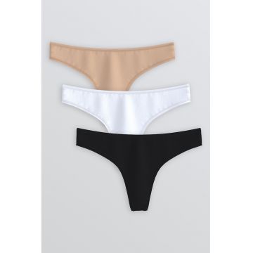 Set de chiloti tanga uni - 3 perechi
