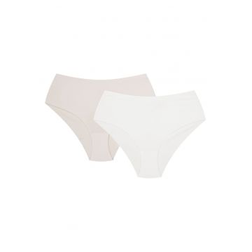 Chiloti cu talie inalta Bump  set din 2 perechi crem - bej