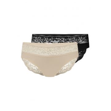 Chiloti cu talie inalta Patri  set de 2 perechi Negru - bej