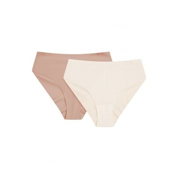 Chiloti cu talie ridicata Pepper set de 2  Roz murdar - crem
