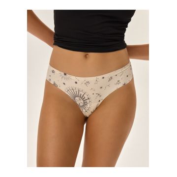 Chiloti dama brazilian  2 perechi - bej - poliamida - imprimeu divers - croiala maternitate
