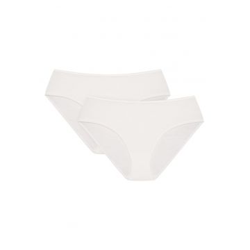 Chiloti dama cu talie inalta Blue  set de 2 perechi Crem alb