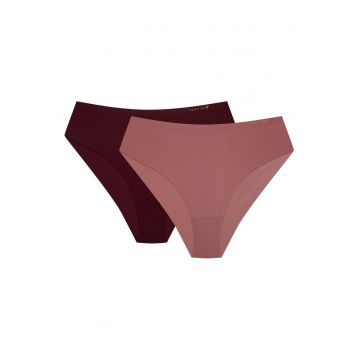 Chiloti dama cu talie inalta - set de 2 perechi roz - maro Pepper
