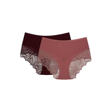 Chiloti dama cu talie inalta - set de 2 perechi - roz maro - Pinky