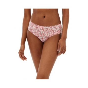 Chiloti dama -  imprimeu zebra abstract - nylon/elastan - rosu/alb