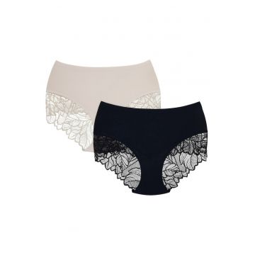 Chiloti dama Pansy  set de 2 perechi Negru - bej