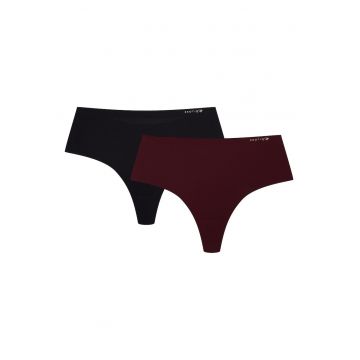 Chiloti dama tanga cu talie inatla set de 2 perechi negru - maro Parks