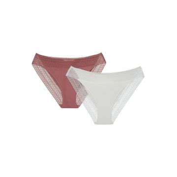 Chiloti figi dama - set de 2 perechi alb-roz Pakis