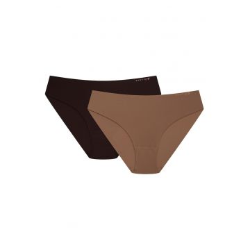 Chiloti figi dama - set de 2 perechi maro-bej Peachy