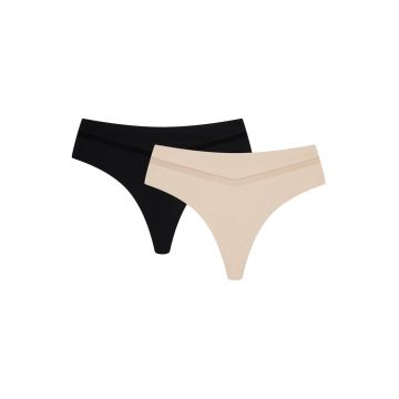 Chiloti tip Tanga Fleda set de 2 perechi negru - bronz