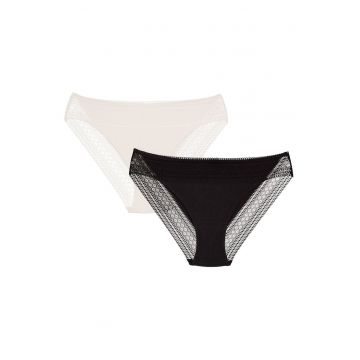 Chiloti tipul Figi Pakis set de 2  Crem negru