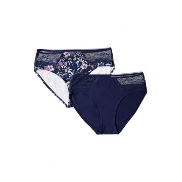 Set 2 perechi chiloti dama -  Bumbac/Elastan - Bleumarin