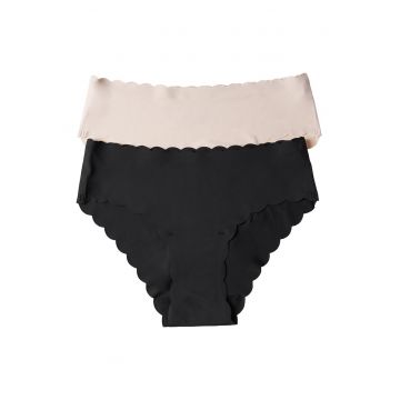 Set 2 perechi de chiloti fara cusaturi pentru dama  Bumbac - Crem/Negru