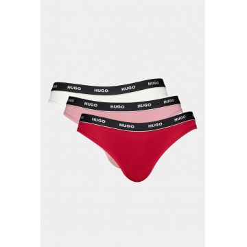 Set de chiloti tanga cu banda logo in talie - 3 perechi