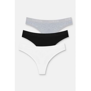 Set de chiloti tanga de bumbac - 3 perechi