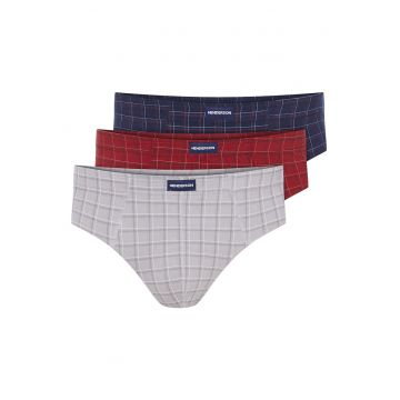 Chiloti barbati Classic  set de 3 perechi rosu - gri - bleumarin XXL