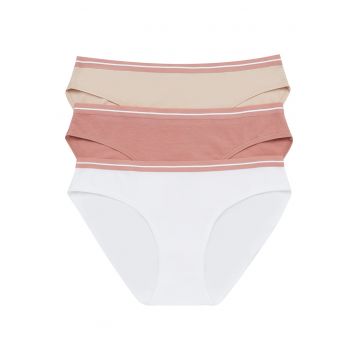 Chiloti dama bej roz set de 3 perechi Mi-Mi Chiloti dama bej roz set de 3 perechi Mi-Mi