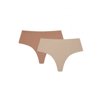 Chiloti dama tanga cu talie inatla set de 2 perechi bej Parks