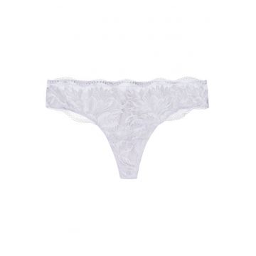 Chiloti tanga Kavi Bumbac/Dantela - Alb