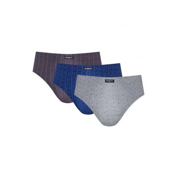 Chiloti tip slipi barbati  Classic set de 3 perechi Gri - albastru - maro