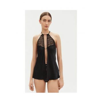 Lenjerie sexy -  REPTILIA - 100% matase - negru -