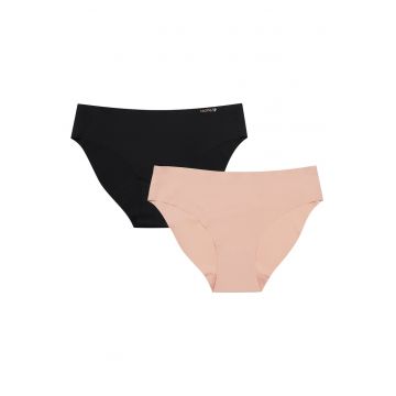 Set 2 perechi chiloti dama  poliamida - negru/bej - Set 2 perechi chiloti dama  poliamida - negru/bej -
