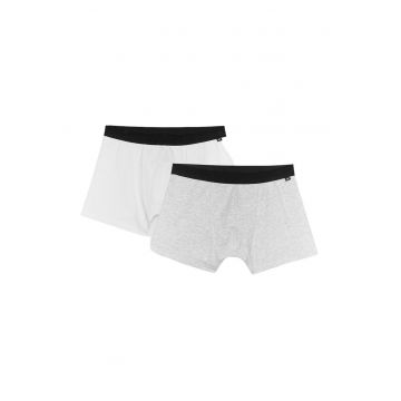 Set 2 perechi de boxeri  bumbac/elastan - talie elastica - gri/alb