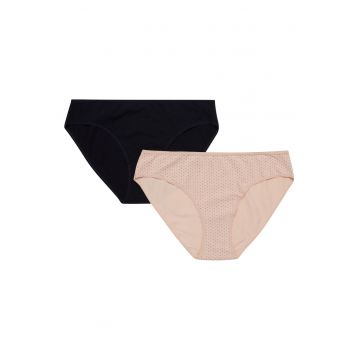 Set 2 perechi de chiloti dama -  Bumbac - Negru/Bej Set 2 perechi de chiloti dama -  Bumbac - Negru/Bej