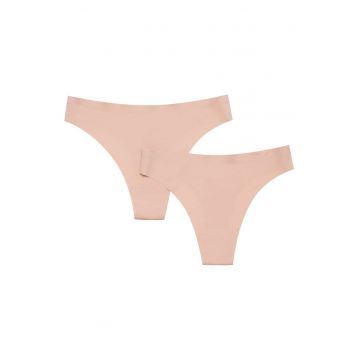 Set 2 perechi de Chiloti tanga  Bumbac - Bej Set 2 perechi de Chiloti tanga  Bumbac - Bej