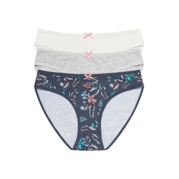 Set 3 perechi de chiloti Mi-Mi -  Bumbac - pentru femei - Multicolor Set 3 perechi de chiloti Mi-Mi -  Bumbac - pentru femei - Multicolor