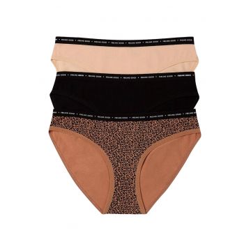 Set 3 perechi de chiloti Mi-Mi -  Bumbac - pentru femei - Negru/Maro Set 3 perechi de chiloti Mi-Mi -  Bumbac - pentru femei - Negru/Maro
