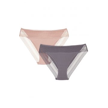 Set de 2 Chiloti tipul Figi Pakis  Roz gri Set de 2 Chiloti tipul Figi Pakis  Roz gri