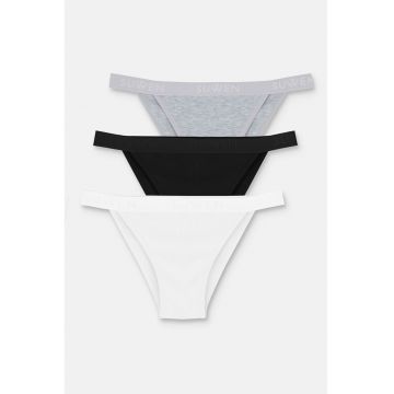 Set de chiloti brazilieni din amestec de bumbac - 3 perechi Set de chiloti brazilieni din amestec de bumbac - 3 perechi