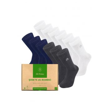 Set 12 perechi - Sosete clasice din bumbac pieptanat - Cutiuta 