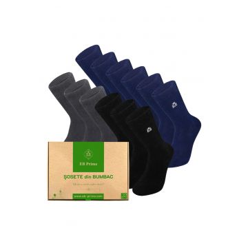 Set 12 perechi - Sosete clasice din bumbac pieptanat - Cutiuta 