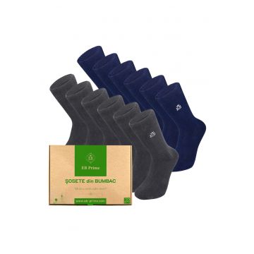 Set 12 perechi - Sosete clasice din bumbac pieptanat - Cutiuta 